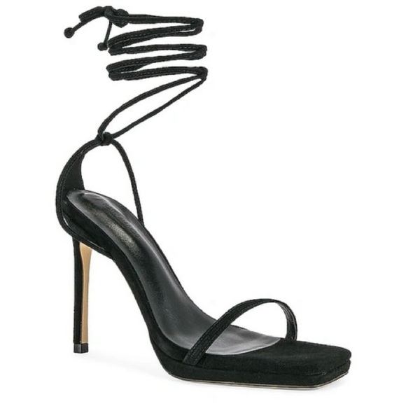 NEW Tony Bianco Fleur Sandal Heel 6 Black Suede Tie Ankle Wrap Lace Up - Picture 3 of 12